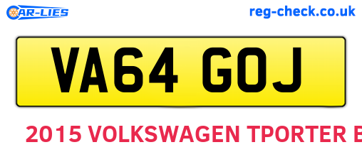 VA64GOJ are the vehicle registration plates.