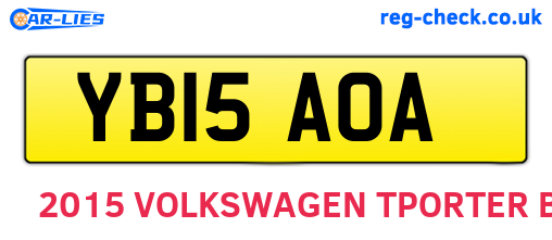 YB15AOA are the vehicle registration plates.