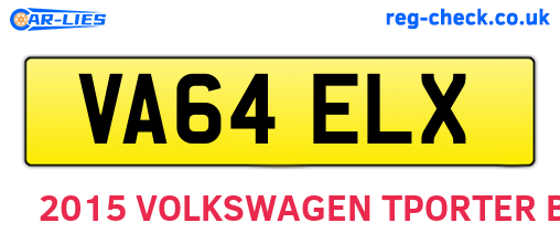 VA64ELX are the vehicle registration plates.