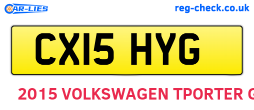 CX15HYG are the vehicle registration plates.