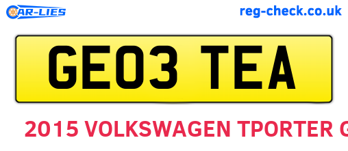 GE03TEA are the vehicle registration plates.