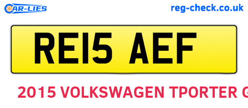 RE15AEF are the vehicle registration plates.