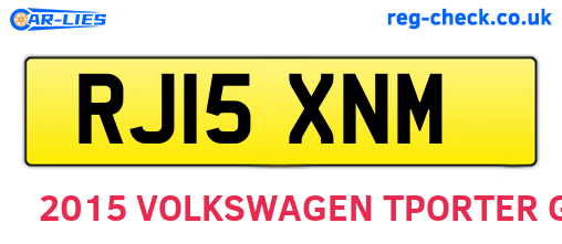 RJ15XNM are the vehicle registration plates.