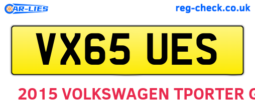 VX65UES are the vehicle registration plates.