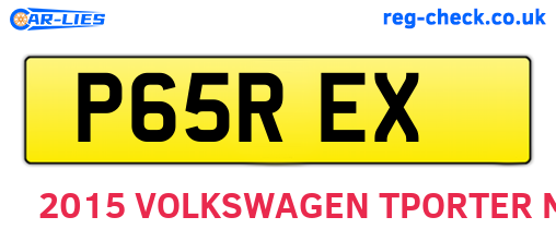 P65REX are the vehicle registration plates.