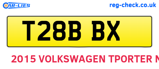 T28BBX are the vehicle registration plates.