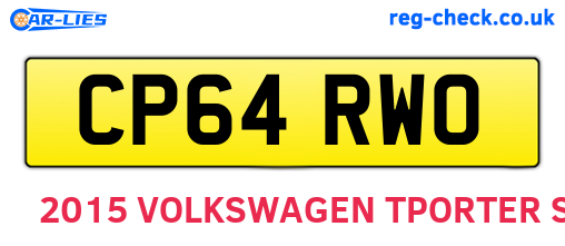 CP64RWO are the vehicle registration plates.