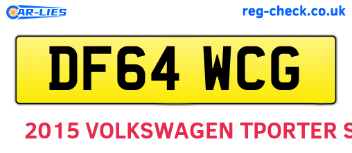 DF64WCG are the vehicle registration plates.