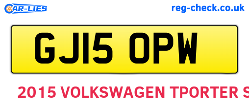 GJ15OPW are the vehicle registration plates.