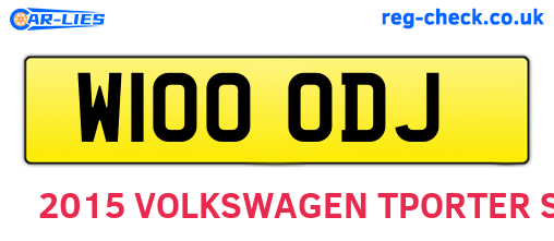 W100ODJ are the vehicle registration plates.