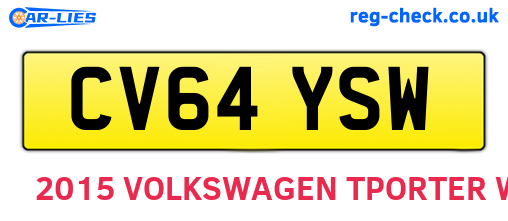 CV64YSW are the vehicle registration plates.