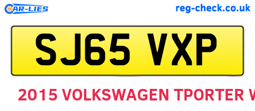 SJ65VXP are the vehicle registration plates.