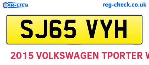 SJ65VYH are the vehicle registration plates.