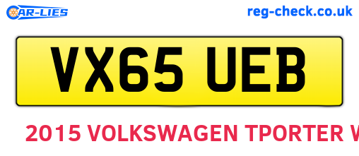 VX65UEB are the vehicle registration plates.
