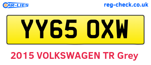 YY65OXW are the vehicle registration plates.