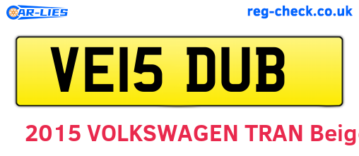 VE15DUB are the vehicle registration plates.