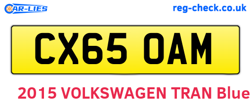 CX65OAM are the vehicle registration plates.