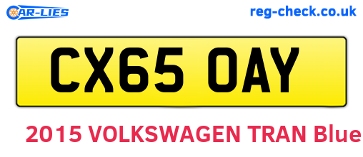 CX65OAY are the vehicle registration plates.