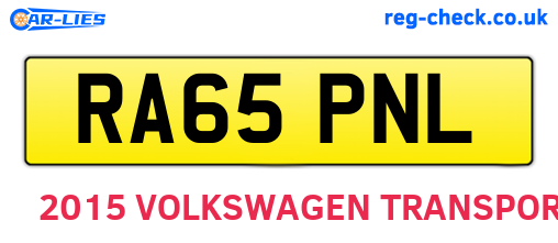RA65PNL are the vehicle registration plates.