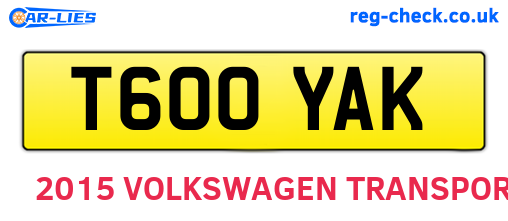 T600YAK are the vehicle registration plates.