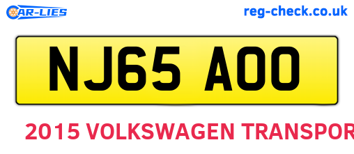 NJ65AOO are the vehicle registration plates.