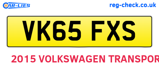 VK65FXS are the vehicle registration plates.