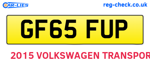 GF65FUP are the vehicle registration plates.