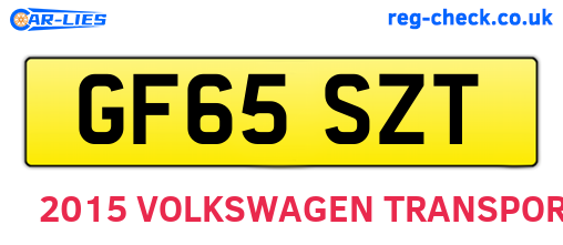 GF65SZT are the vehicle registration plates.