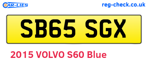 SB65SGX are the vehicle registration plates.