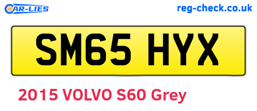 SM65HYX are the vehicle registration plates.