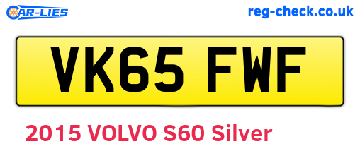 VK65FWF are the vehicle registration plates.