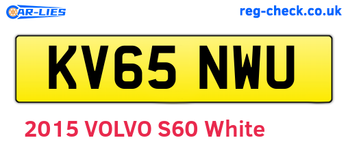 KV65NWU are the vehicle registration plates.