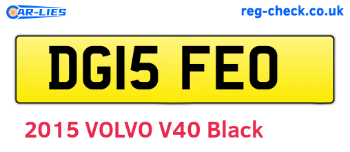 DG15FEO are the vehicle registration plates.