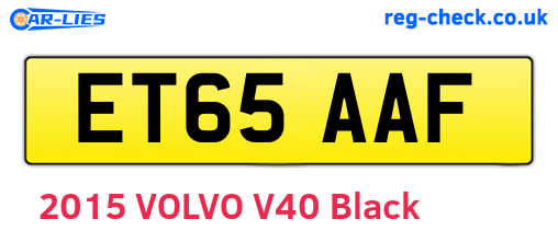ET65AAF are the vehicle registration plates.