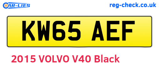 KW65AEF are the vehicle registration plates.