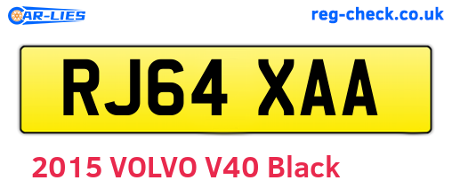 RJ64XAA are the vehicle registration plates.