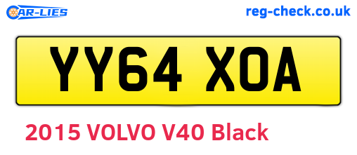 YY64XOA are the vehicle registration plates.