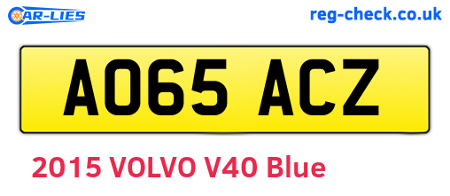AO65ACZ are the vehicle registration plates.