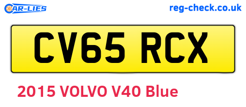 CV65RCX are the vehicle registration plates.