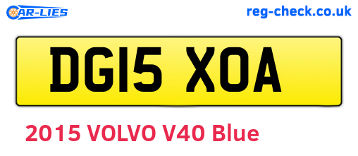 DG15XOA are the vehicle registration plates.