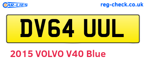 DV64UUL are the vehicle registration plates.