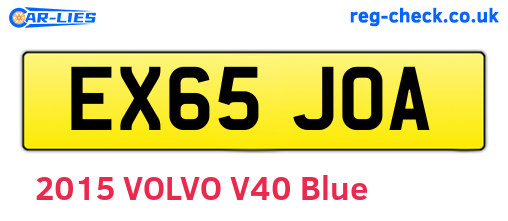 EX65JOA are the vehicle registration plates.