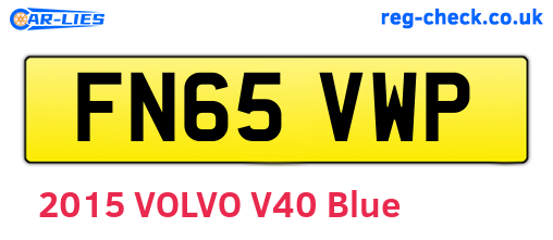 FN65VWP are the vehicle registration plates.