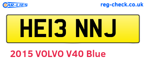 HE13NNJ are the vehicle registration plates.