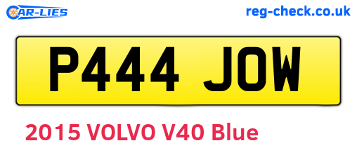 P444JOW are the vehicle registration plates.