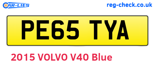 PE65TYA are the vehicle registration plates.