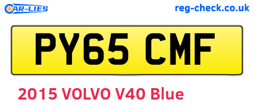 PY65CMF are the vehicle registration plates.