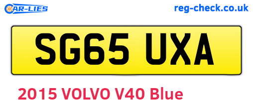 SG65UXA are the vehicle registration plates.