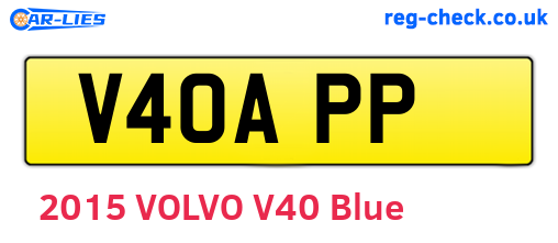 V40APP are the vehicle registration plates.