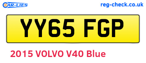 YY65FGP are the vehicle registration plates.